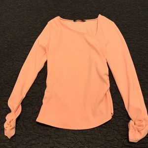 Zara long sleeve pastel pink tee, size small